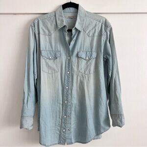 Allsaints denim style long sleeve button down western shirt